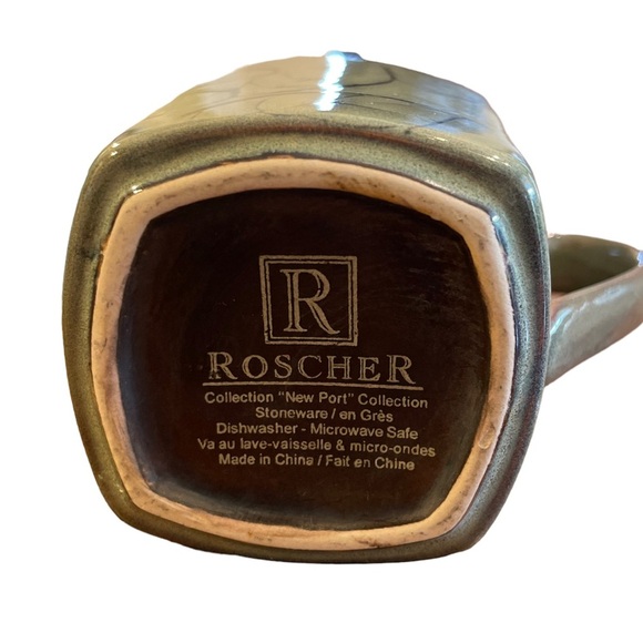 Roscher stoneware olive green leaf design “New Port” collection coffee cup. - Picture 6 of 6